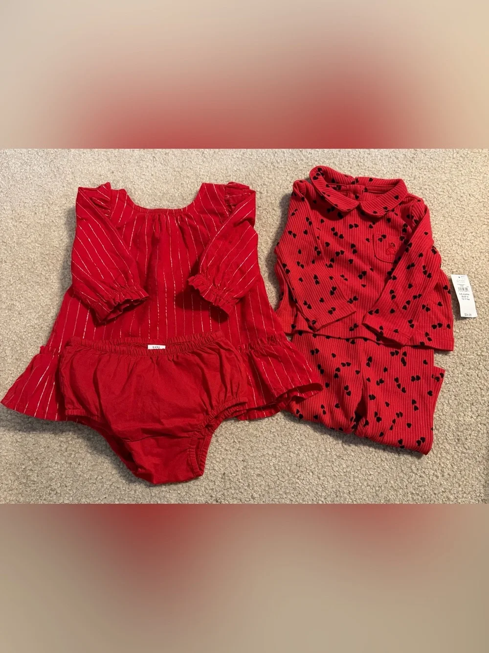 Baby Gap Red Long Sleeve Dress Pants Outfit Set Lot Of 2 Size 3-6 Months New